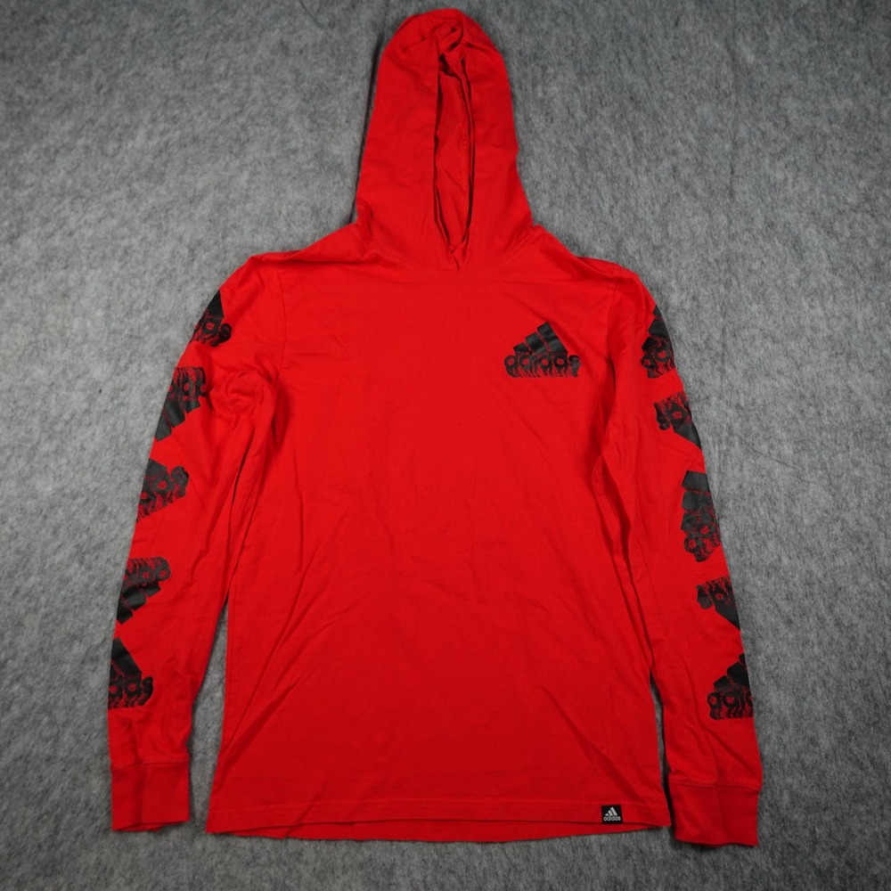 Adidas Hoodie Kids Boys Extra Large Red Graphic Logo‎ Long Sleeve Sweatshirt
